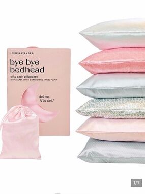 BYE BYE BEADHEAD Silky Satin Standard  Pillowcase in Pink by LEMON LAVENDER